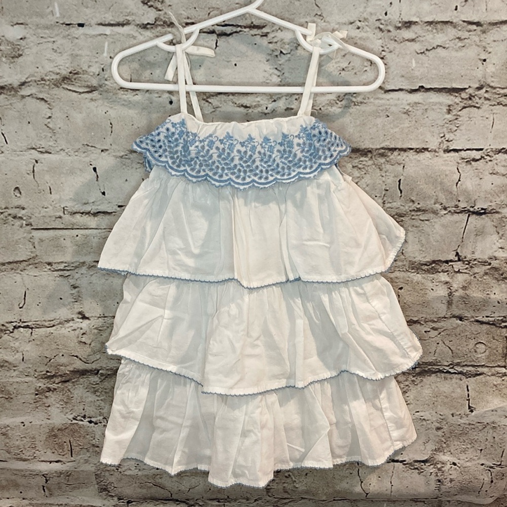 BabyGap White and Blue ruffle eyelet dress for toddler